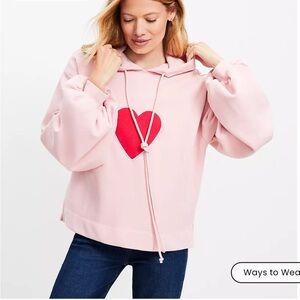 LOFT Pink Oversized Puff Sleeve Sweatshirt